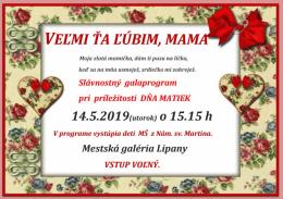 14.5. - VEĽMI ŤA ĽÚBIM, MAMA!